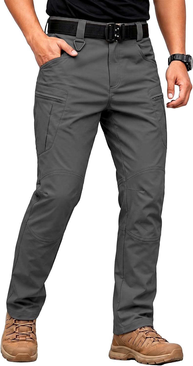 Men's Stretch Tactical Pants Waterproof Ripstop Fabric Cargo Pants Lightweight Casual Hiking Outdoor Work Pants (No Belt) - Image 3