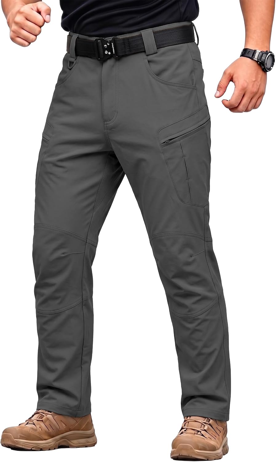 Men's Stretch Tactical Pants Waterproof Ripstop Fabric Cargo Pants Lightweight Casual Hiking Outdoor Work Pants (No Belt) - Image 5