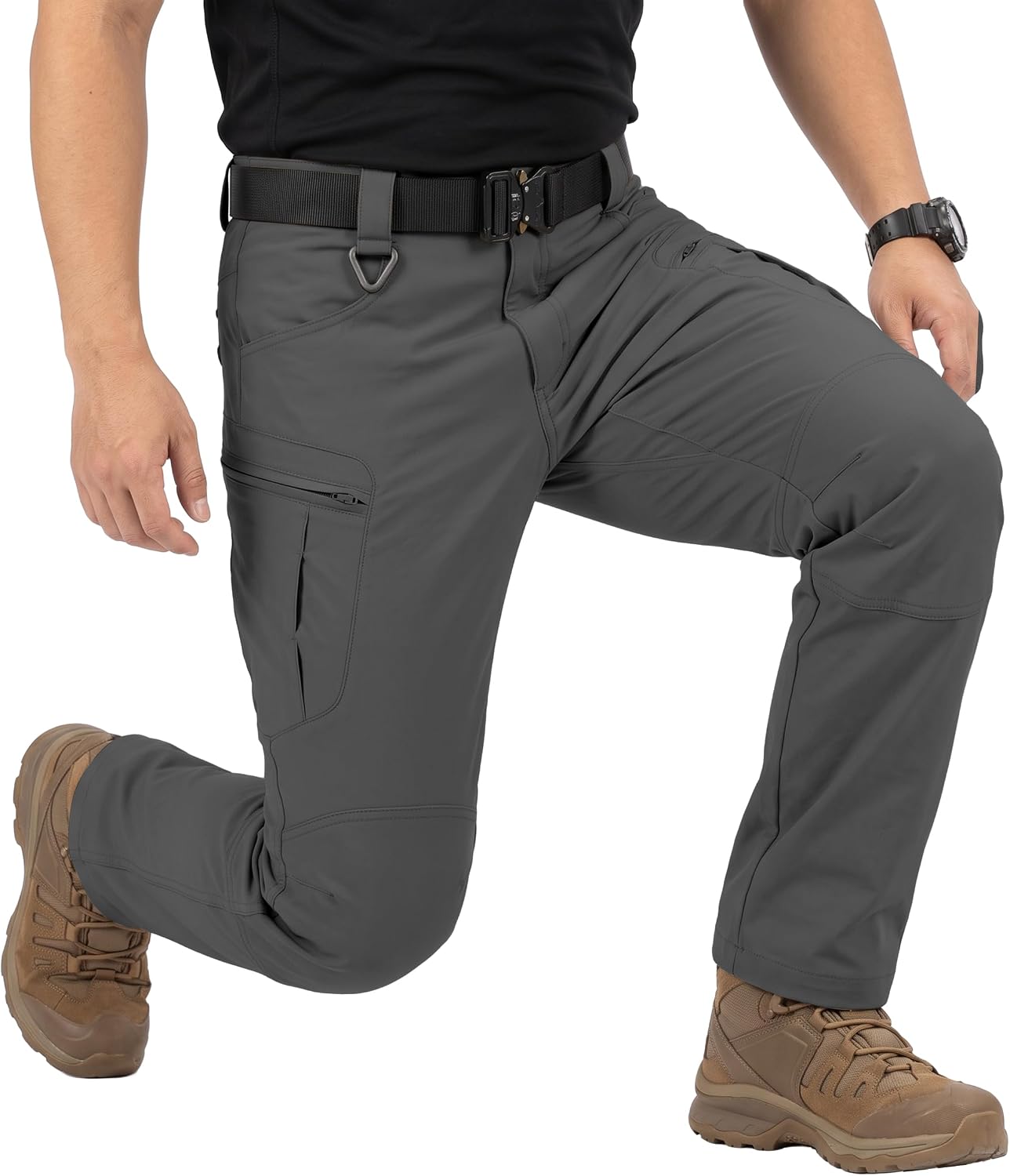 Men's Stretch Tactical Pants Waterproof Ripstop Fabric Cargo Pants Lightweight Casual Hiking Outdoor Work Pants (No Belt) - Image 6