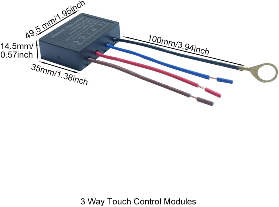 3 Way Touch Sensor Dimmer, Touch Dimmer Switch Desk Lamp Repair Kits Control Module, Replacement Sensor with 3 Levels Dimming Function Light Dimmer(Size:2 Pcs) - Image 2