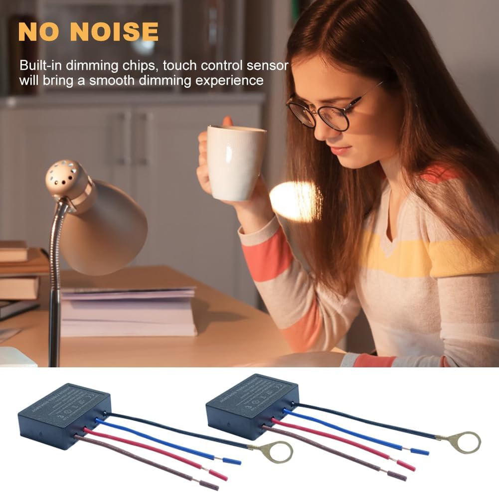 3 Way Touch Sensor Dimmer, Touch Dimmer Switch Desk Lamp Repair Kits Control Module, Replacement Sensor with 3 Levels Dimming Function Light Dimmer(Size:2 Pcs) - Image 7